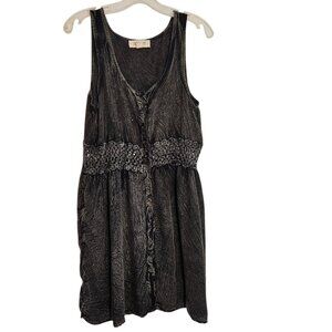 BE Beach By Exist Black Stonewash Beachy  100% Rayon Sleeveless Dress Size M